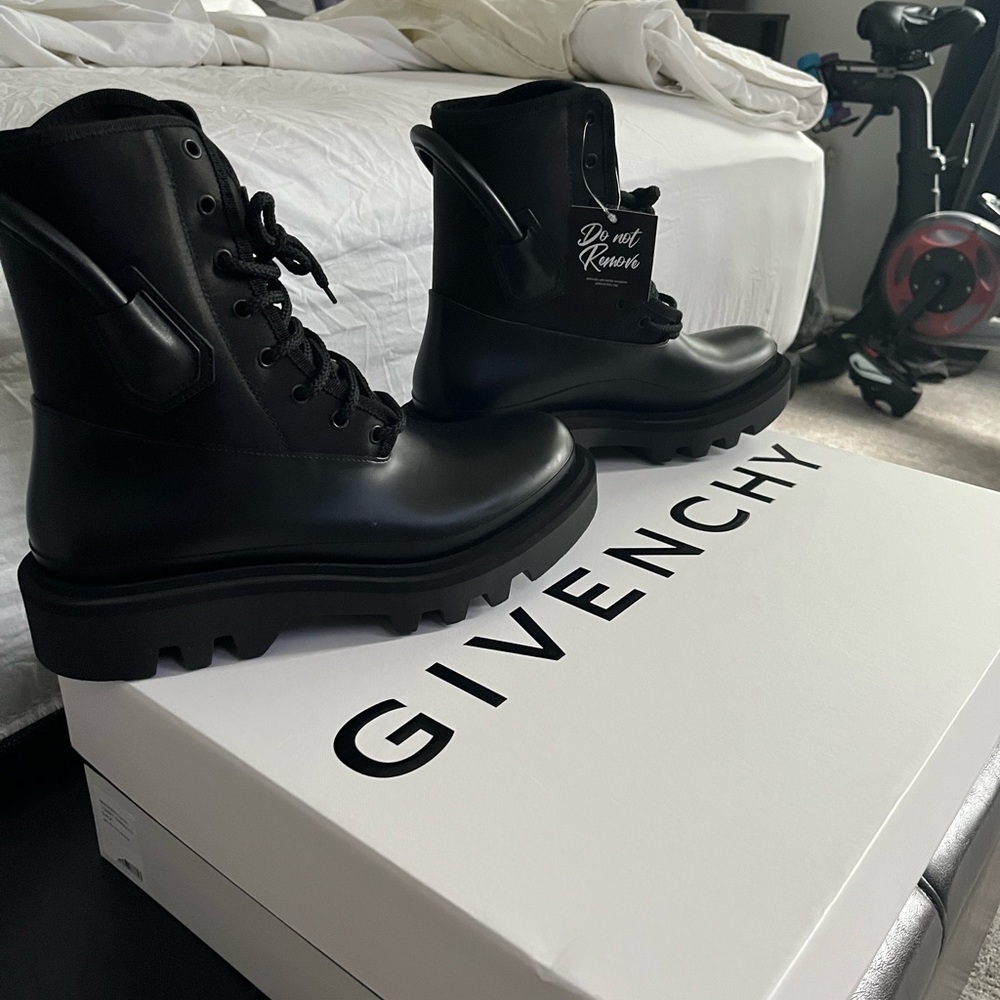Givenchy Black Leather Combat Boots - Picture 5 of 5
